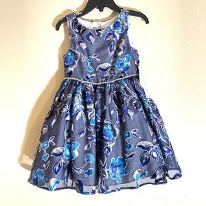 NWT Pippa & Julie Blue Floral Velvet Lined Strapless Dress